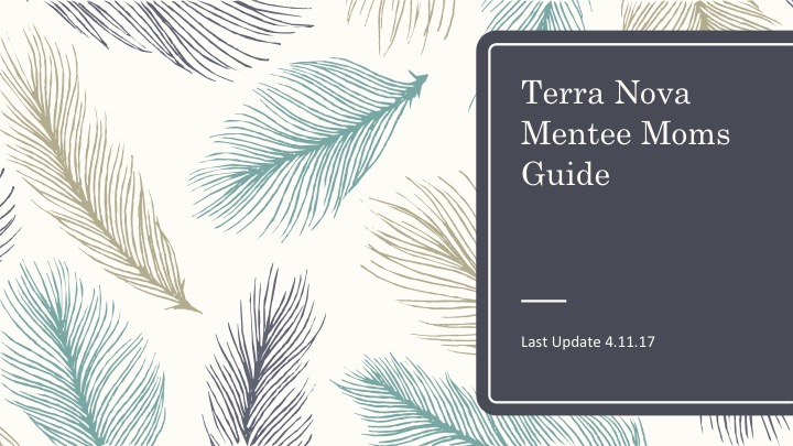 2018 New Mom Mentorship Guide Terranova Church