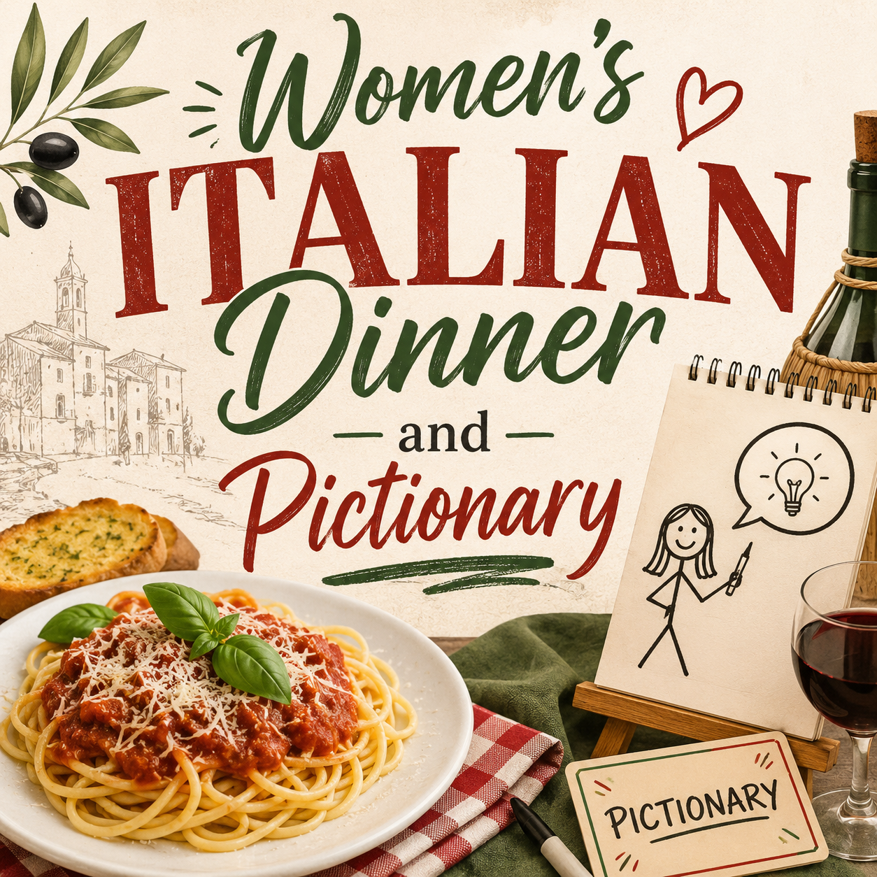 Italian Dinner and Pictionary 