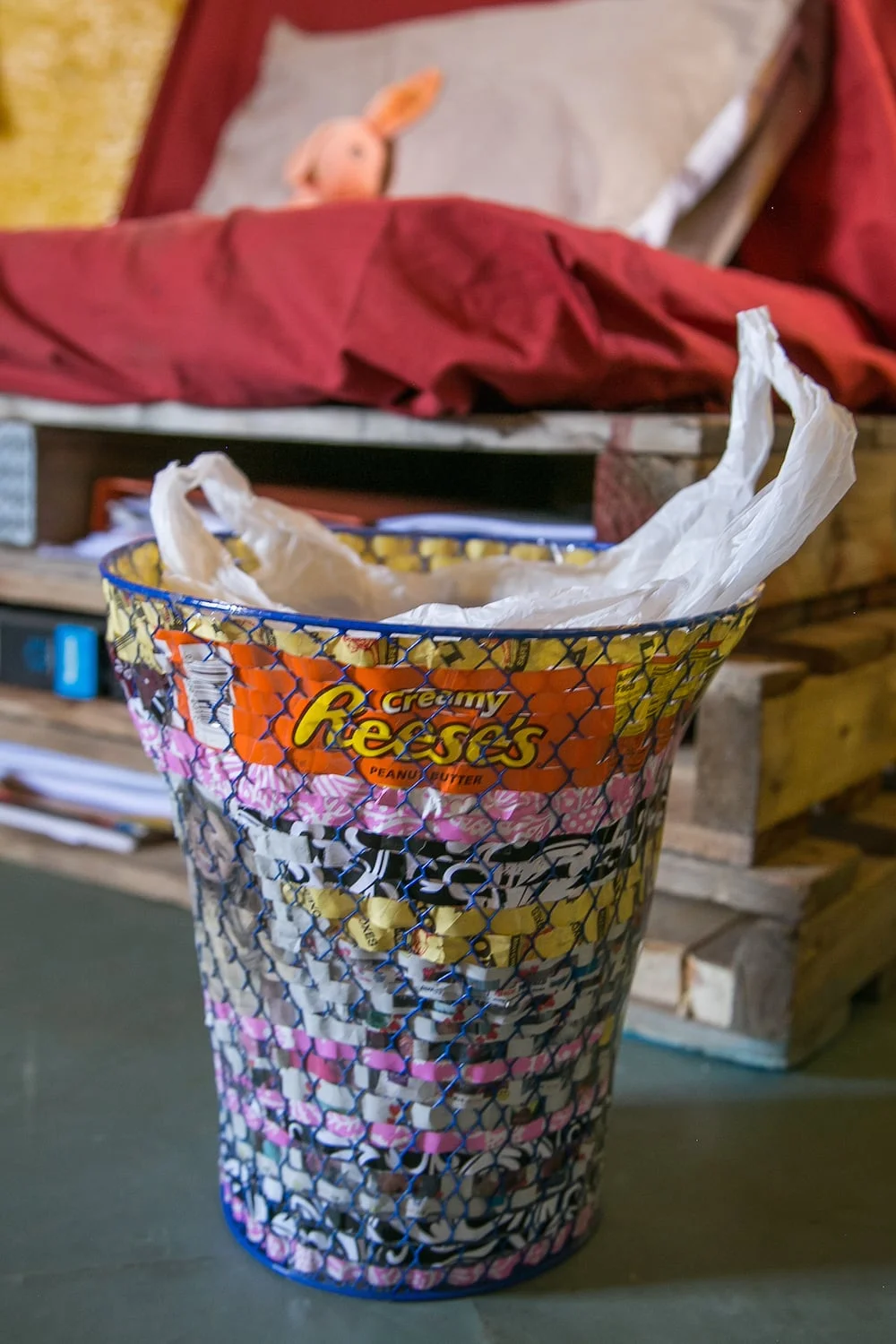 My Paper-Weaved Trashcan Cost: $2