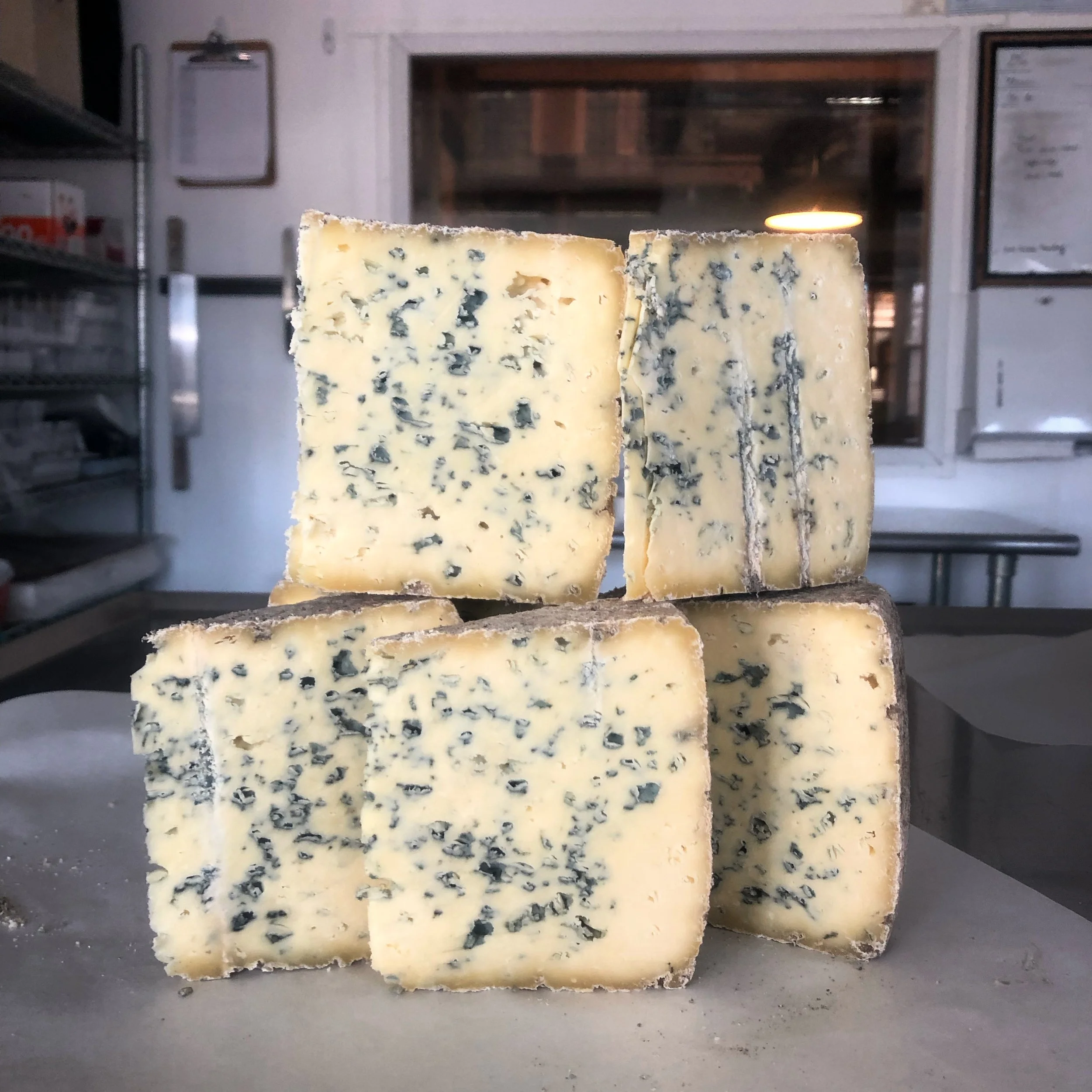 Blue Bell, a rustic raw milk stilton-style blue cheese with a fudgy, creamy texture, from Valley Milkhouse Creamery