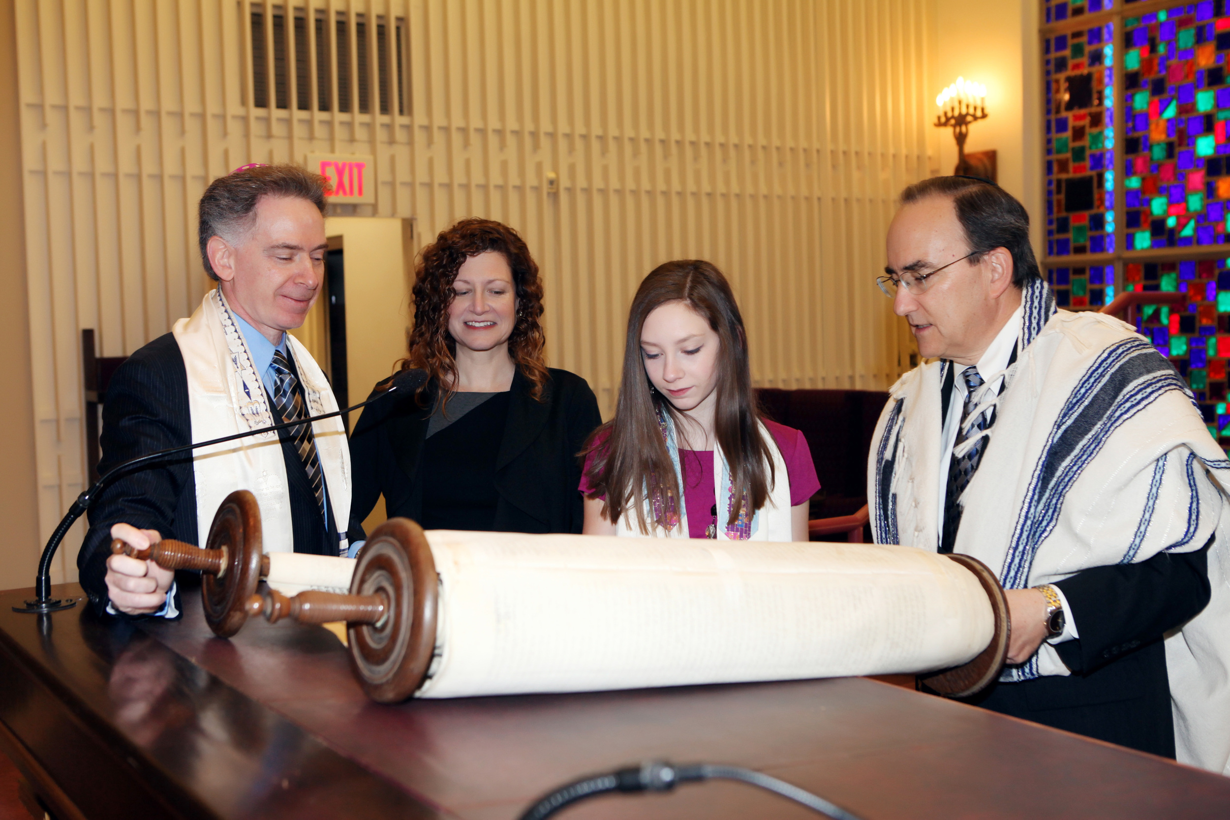 The Altdorf Torah in 2013, as Erika’s cousin, Sophia R., the youngest great-grandchild of Erika’s great-aunt Bella, became a Bat Mitzvah in Columbus, Ohio.