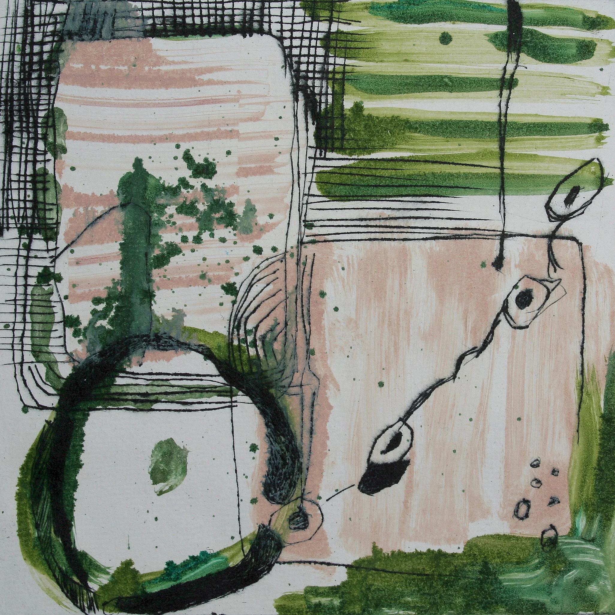  mono print and drypoint on paper, 2014 