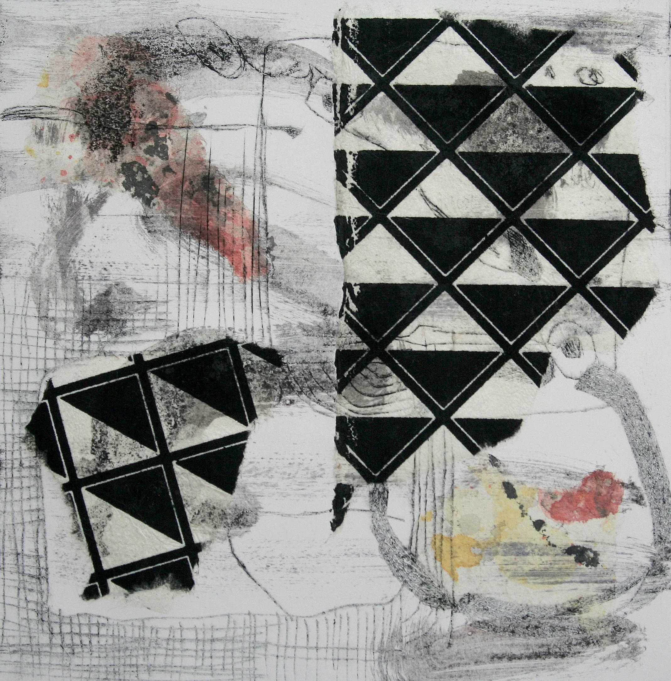 monoprint, drypoint and chine colle on paper, 2014