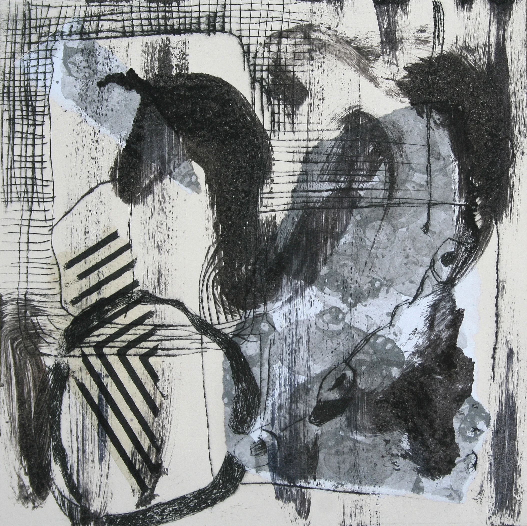  monoprint, drypoint and chine colle on paper, 2014 