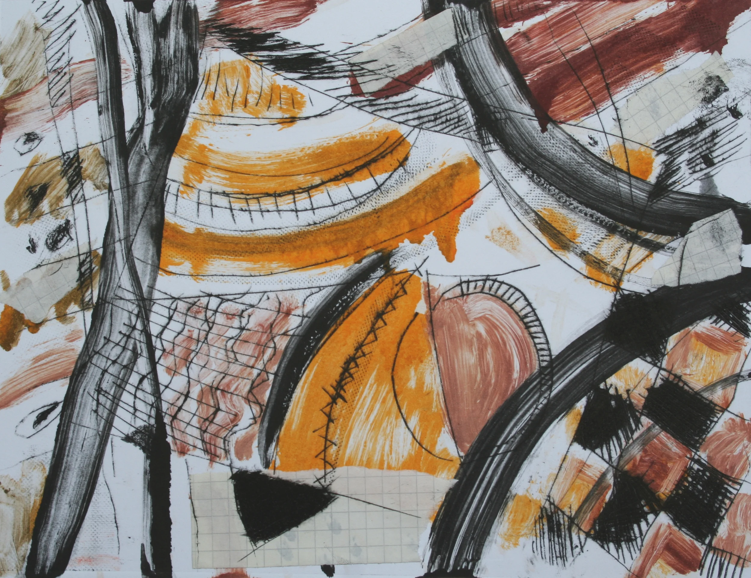  monoprint, drypoint and chine colle on paper, 2014 