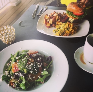 The beet salad and gigantic burger at Besos.