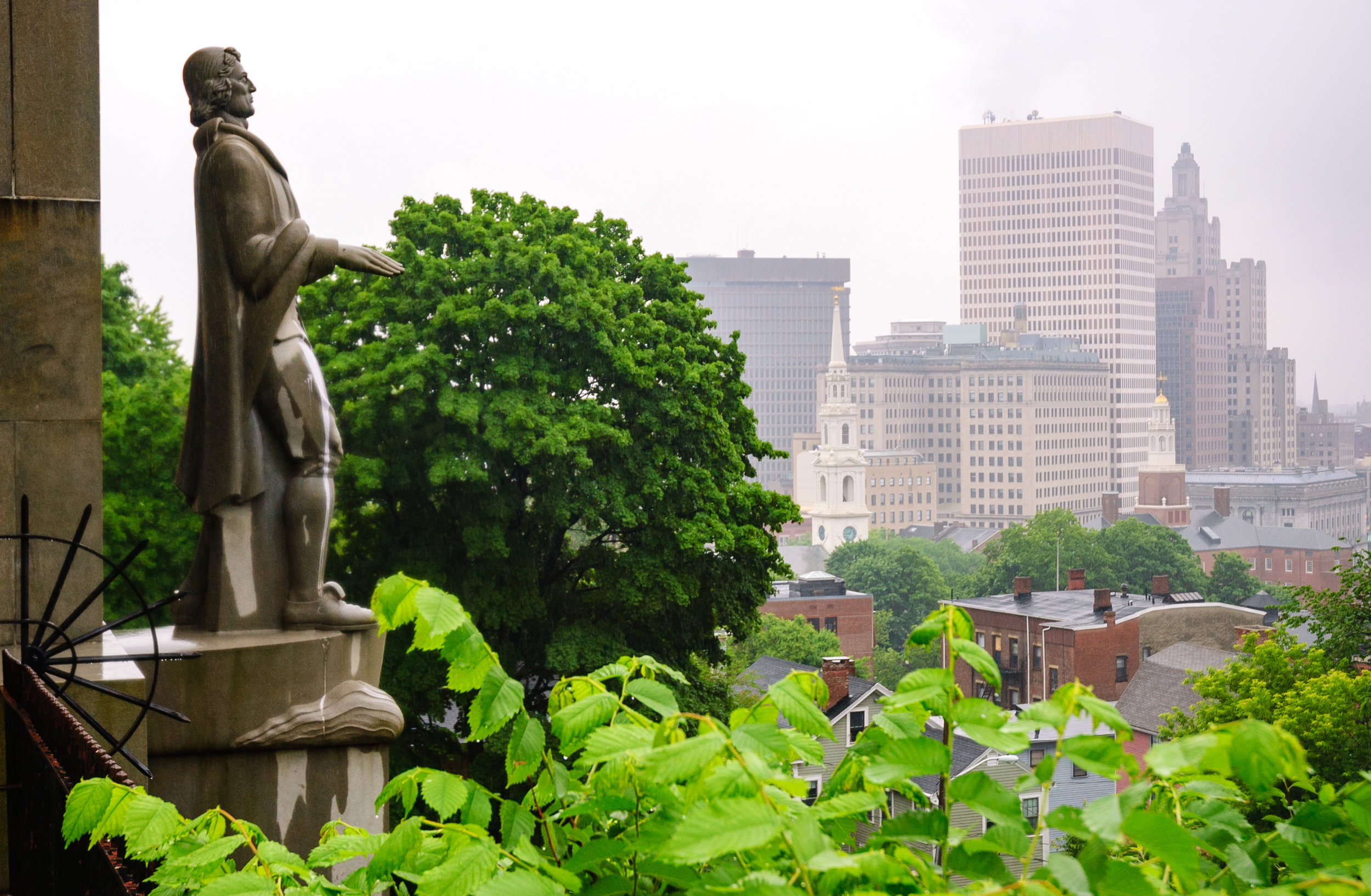 Roger Williams Statue At Prospect Terrace Park Where The Tour Kicks Off, Photo by zrfphoto/iStock/Getty Images