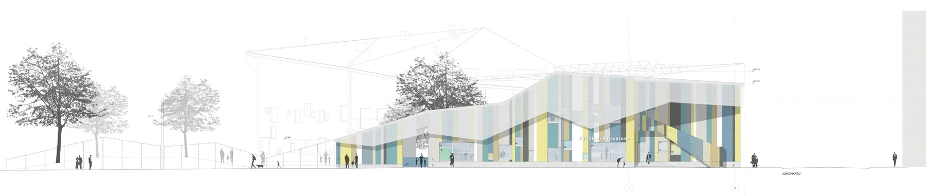 Edit Bajsz / JKMM Achitects: Kalasatama block house, south-side view of the facade.