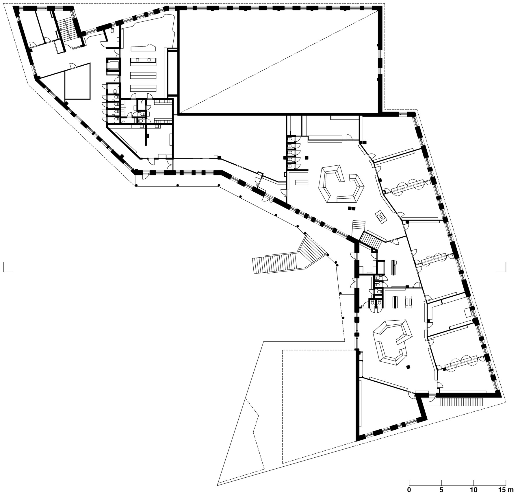 Edit Bajsz / JKMM Achitects: Floor plan for the second floor of the Kalasatama block house.