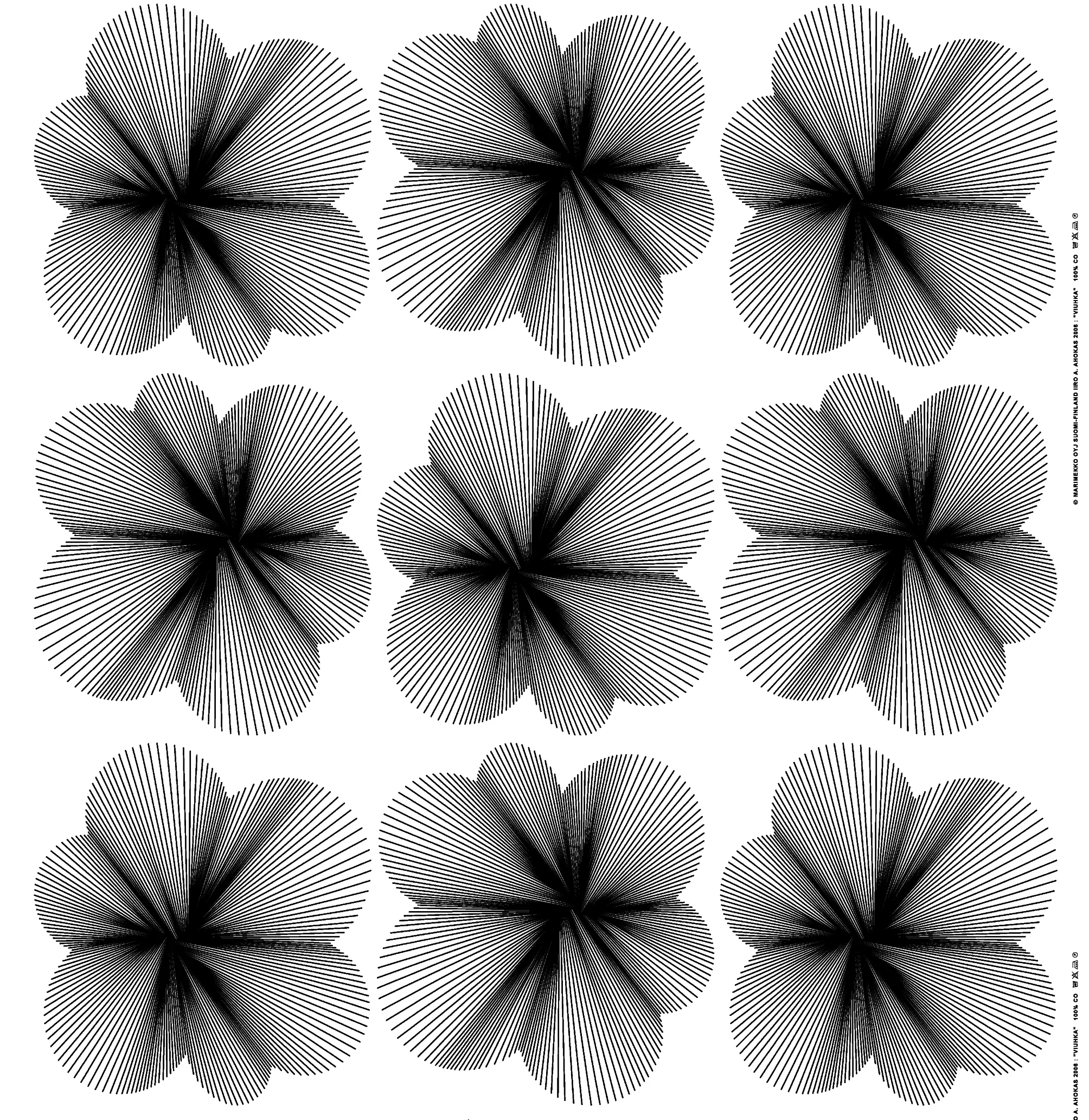 Iiro A. Ahokas: Turbulent, hand drawn and screen printed pattern for Marimekko, 2006.