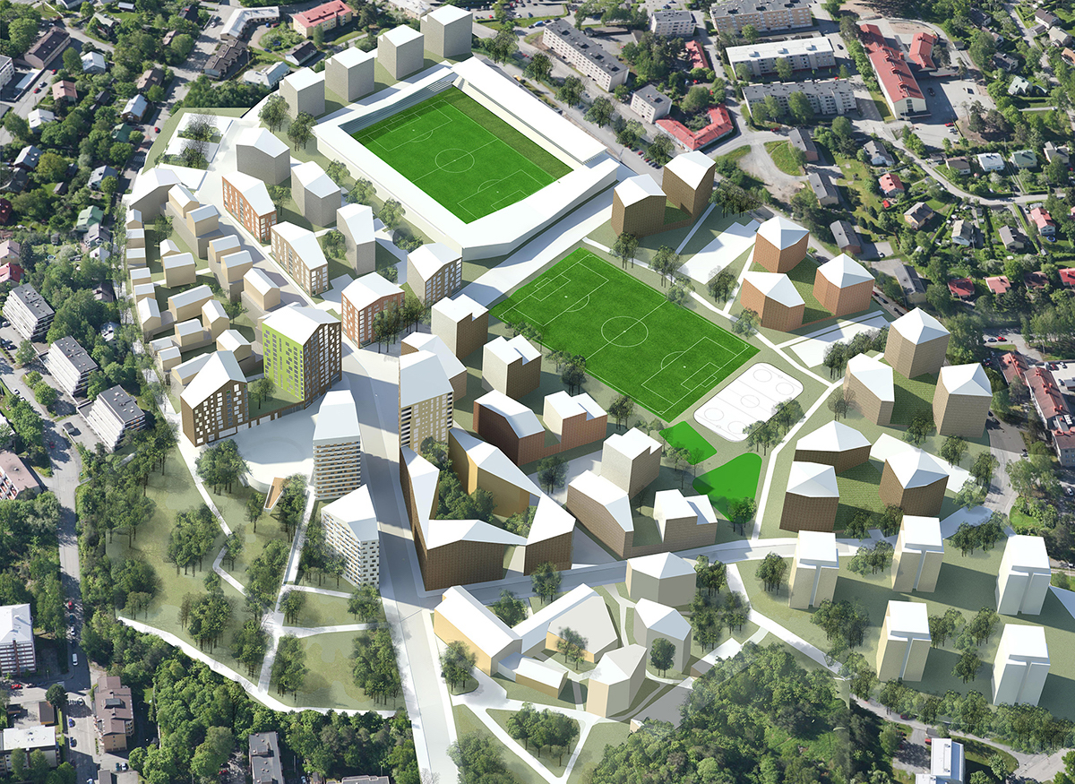 Valtteri Heinonen / HELT Architects: proposal for a detailed plan for Mölymäki residential area in Kuopio, Finland, 2015.