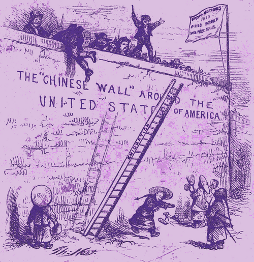 Political cartoon about the Chinese Exclusion Act