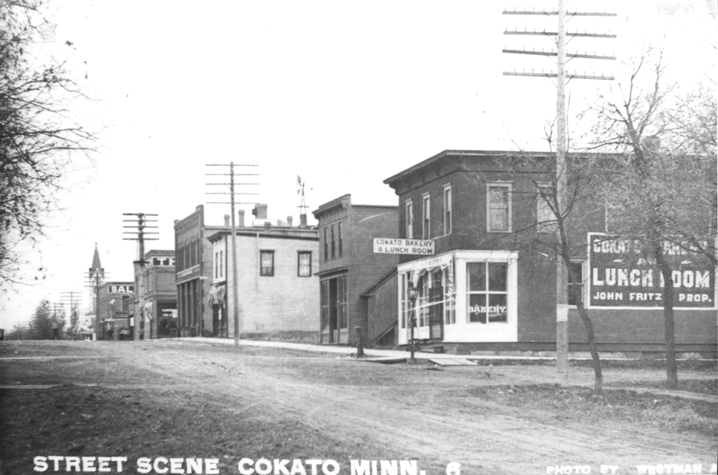      Street scene of Cokato, about 1925 
