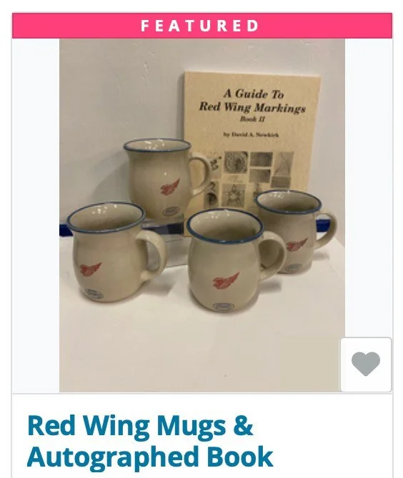 FEATURED ITEM!
WCHS's 3rd Annual Online Yard Sale
Ends Friday, May 12 at 4:30pm
https://www.32auctions.com/WCHS-YSF2023
________________________
Four Red Wing mugs in perfect condition! When we tried to research a price for these mugs we found very f