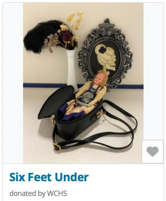 FEATURED ITEM!
WCHS's 3rd Annual Online Yard Sale
Ends Friday, May 12 at 4:30pm
https://www.32auctions.com/WCHS-YSF2023
________________________
The perfect gift for that spooky person in your life. The collection features a coffin-shaped faux leathe