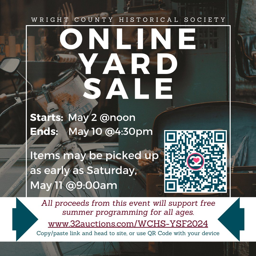 NEW ITEMS DAILY!! This online-only event starts Thursday, May 2nd at noon and ends Friday, May 10 at 4:30pm. Items may be picked up as early as Saturday, May 11 at 9:00am. Bidding is very easy, anonymous, and winning bids may be paid through the auct