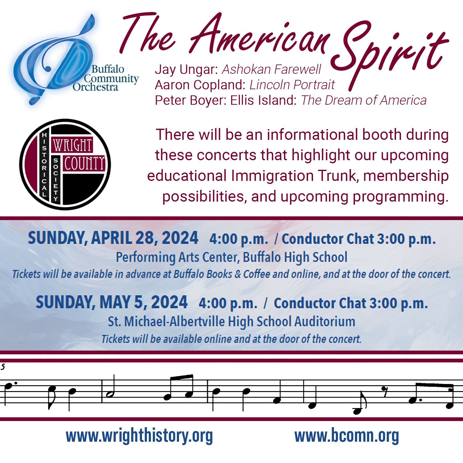 Here's a fun collaboration! The Buffalo Community Orchestra will be holding two concerts related to the American Spirit. More specifically, part of the concert includes a piece about Ellis Island and the immigrants that made their way into America.

