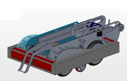 An isometric view of Jenga's final CAD model in SolidWorks.