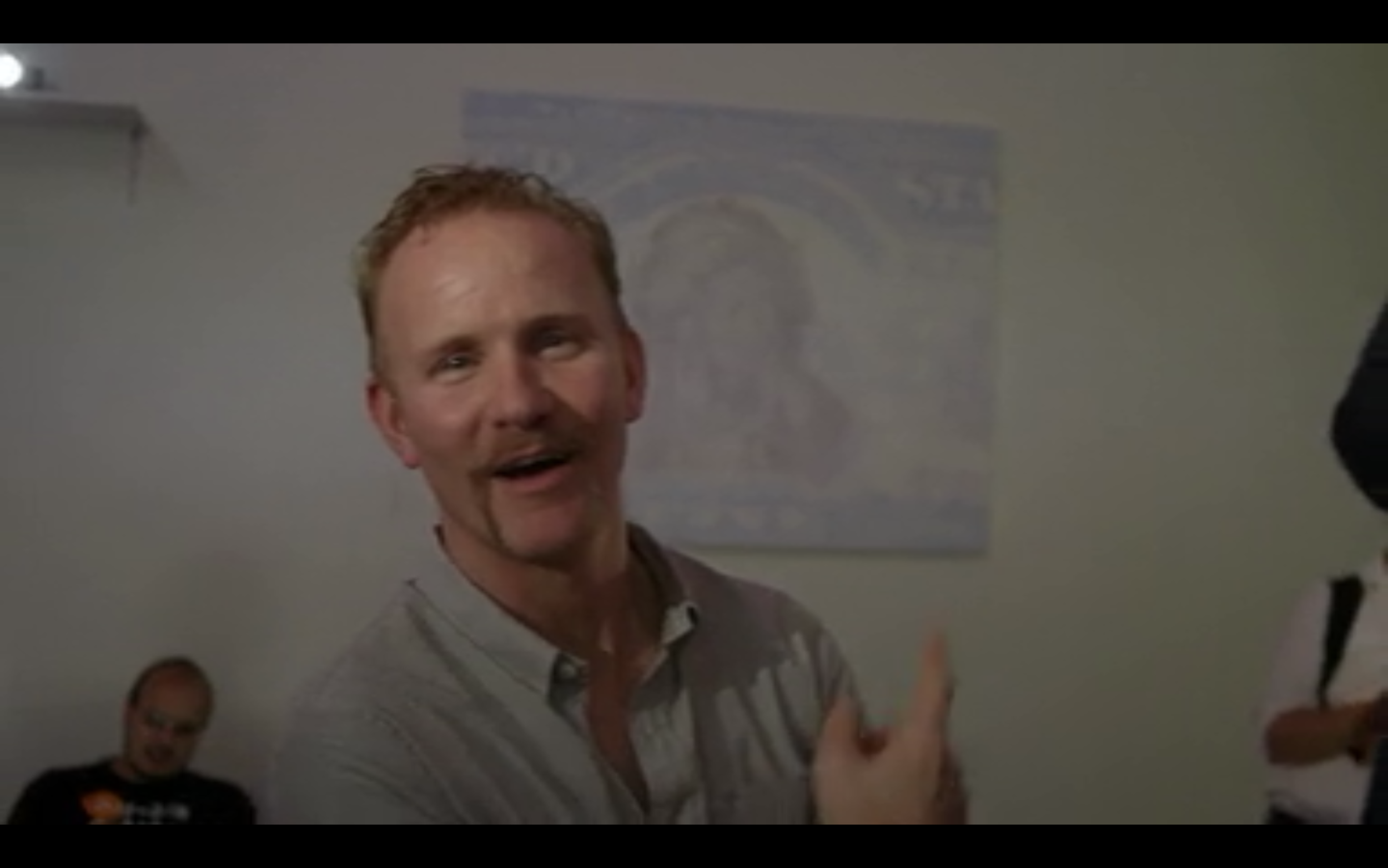 "Running Antelope" is one of several of Jenna Lash's works in the Monetary Series on display while Morgan Spurlock visits Manhattan's Bitcoin Center.