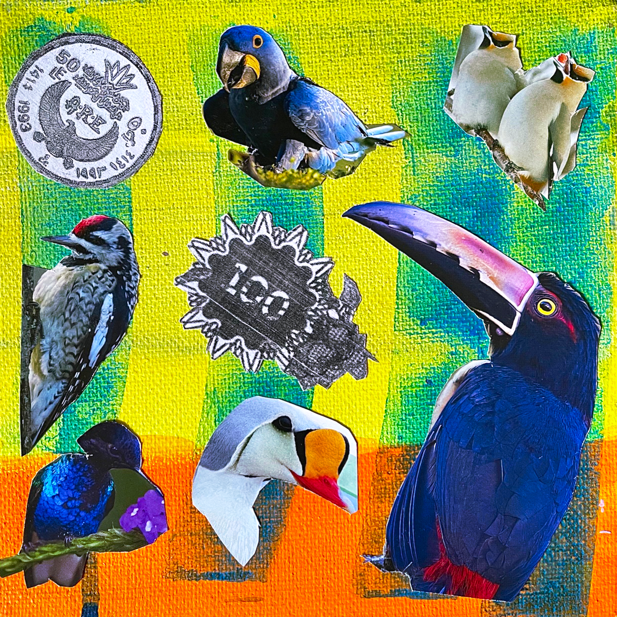 JL_MS_0229_BrilliantBirdCurrency_Acrylic&PaperOnCanvas_2026_6x6.png