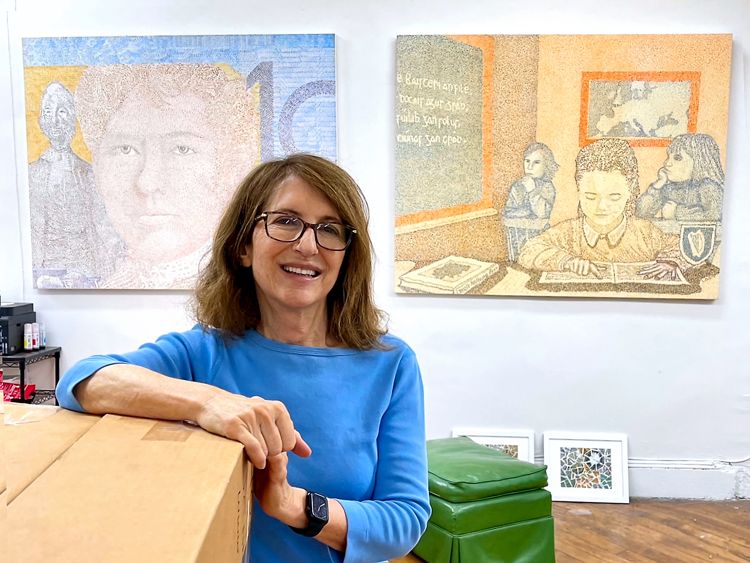In the studio with large paintings from the Monetary Series.