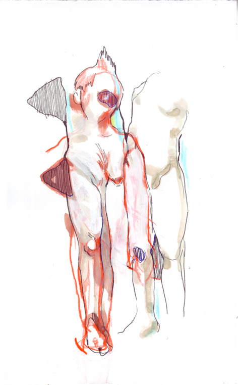 Cocked. Pencil and acrylic on paper, 2011