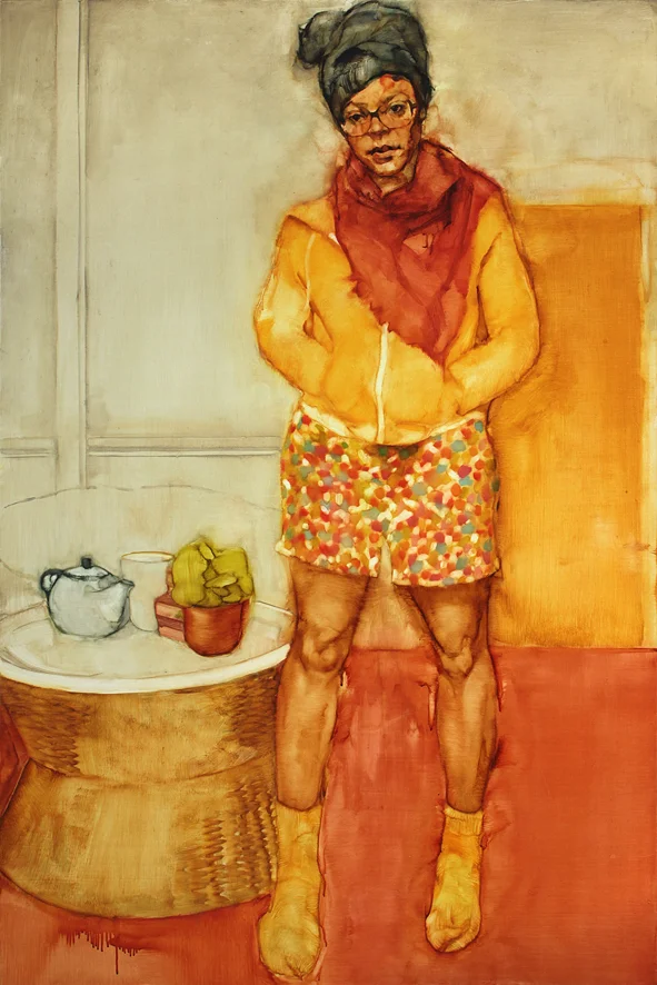Self Portrait in January. Oil on canvas, 90 x 135, 2017