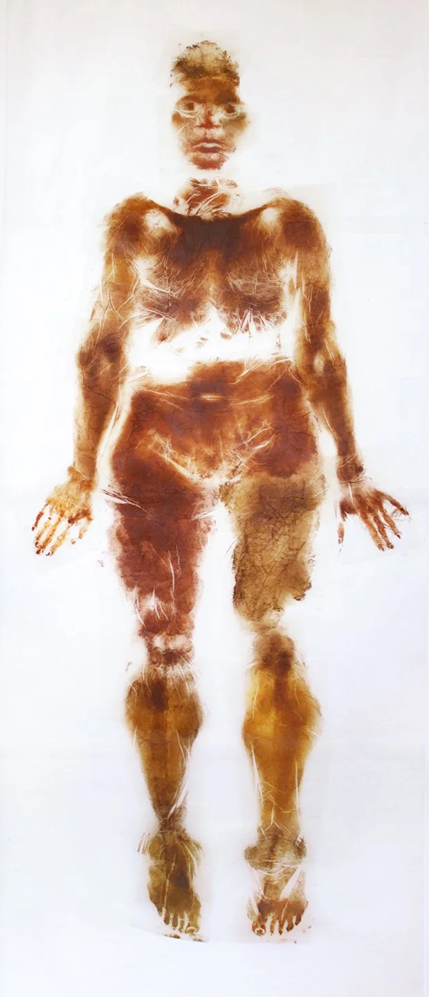 Self Instance II. Oil on waxed mulberry paper, 96 × 37 in, 2024