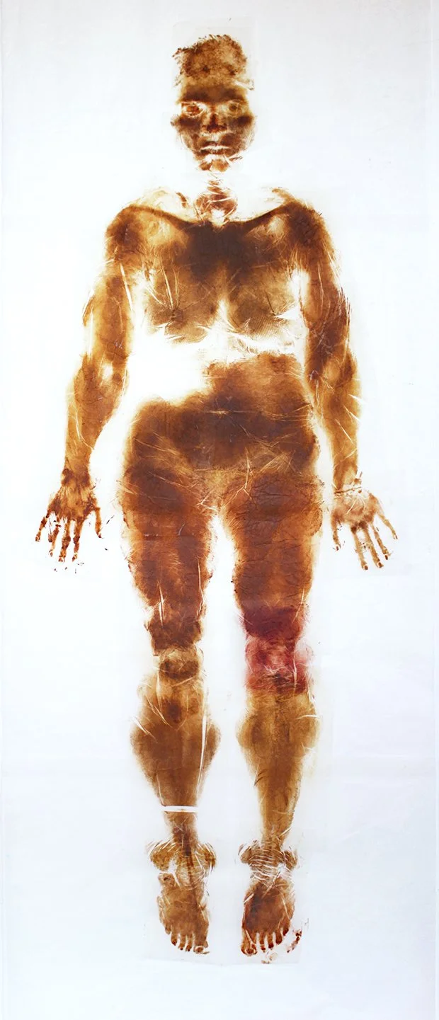 Self Instance III. Oil on waxed mulberry paper, 96 × 37 in, 2024