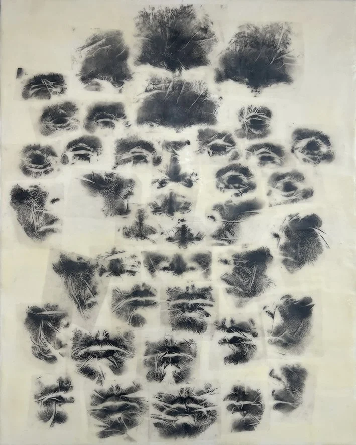 Self Specimen. Encaustic on cradled wood, 24 × 20 in, 2025