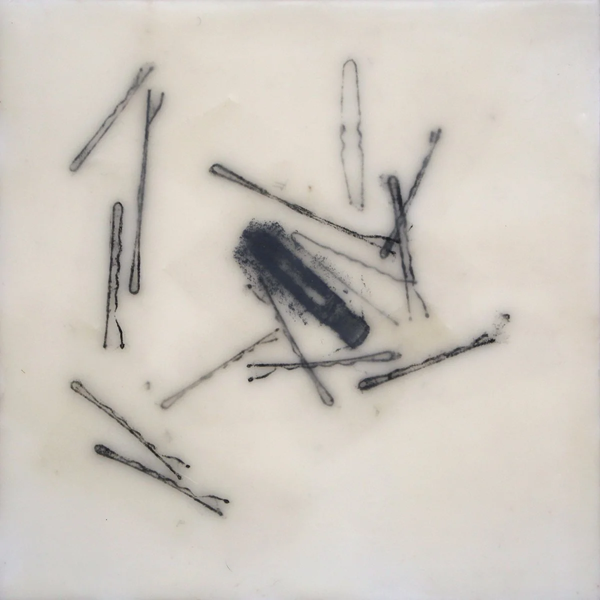 Sundays were wash days III. Encaustic collage on cradled wood, 8 × 8 in, 2024