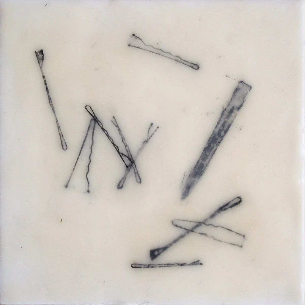 Sundays were wash days I. Encaustic collage on cradled wood, 8 × 8 in, 2024