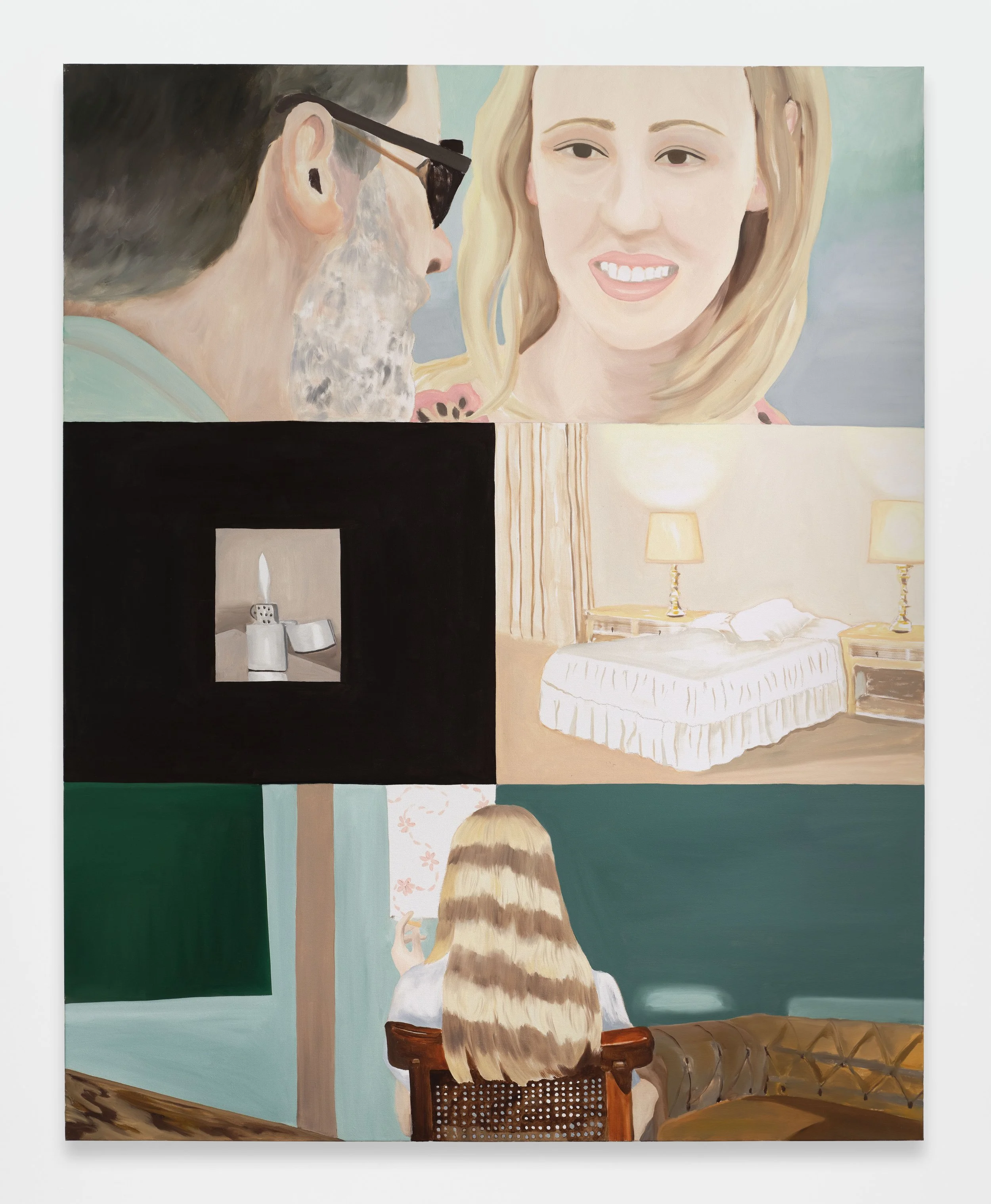  While the Furniture Burns, oil on canvas, 48" x 60", 2026 