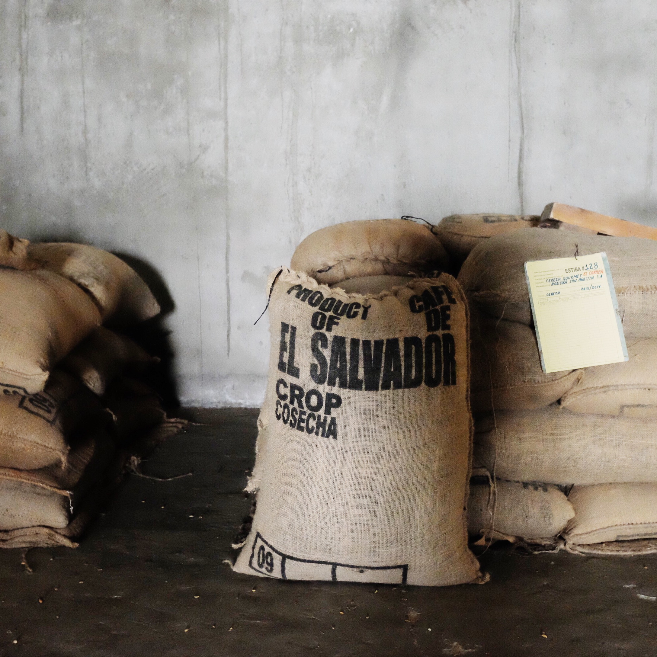 Coffee beans bagged and ready to be exported. 
