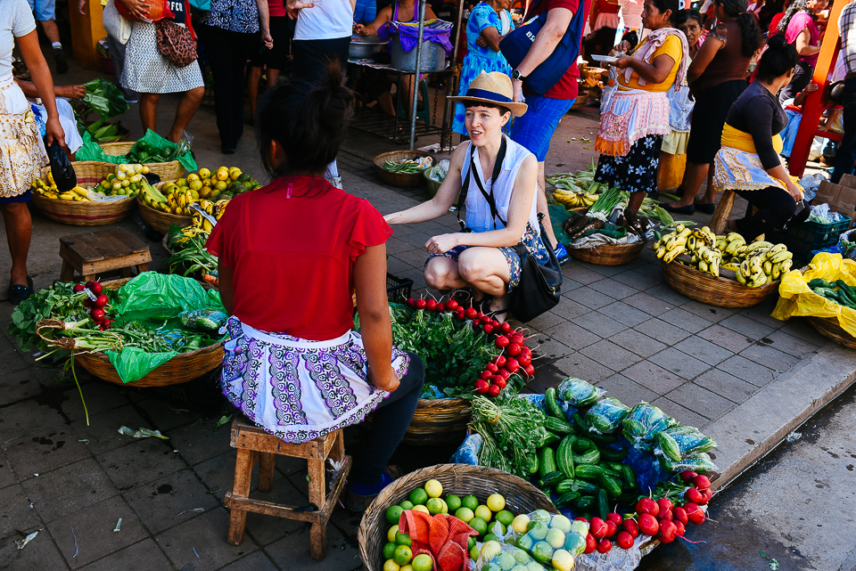 Because we are little ladies with enormous appetites, Tyler shopping for local produce at the market in Nahuizalco. 