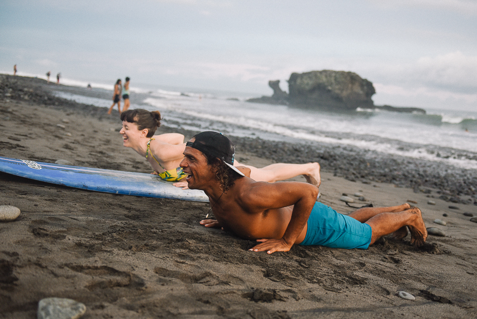 Tyler took a surfing lesson with an AWESOME instructor at El Tunco. He said, "OK, so you must surf the way you make love - nice and slow, no rushing." Hilarious, and very sound advice. 