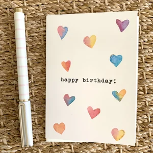Happy birthday! watercolor hearts C-979 — PaperLove Boutique