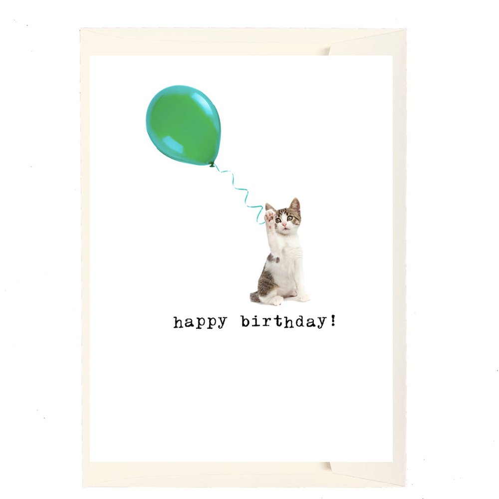 zich zorgen maken Bewustzijn Bewust Cat and Balloon happy birthday! C-1019 — PaperLove Boutique