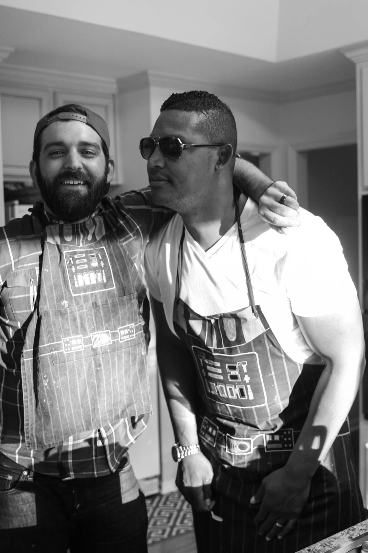 My g, LBC II and I rocking our Darth Vader aprons. 