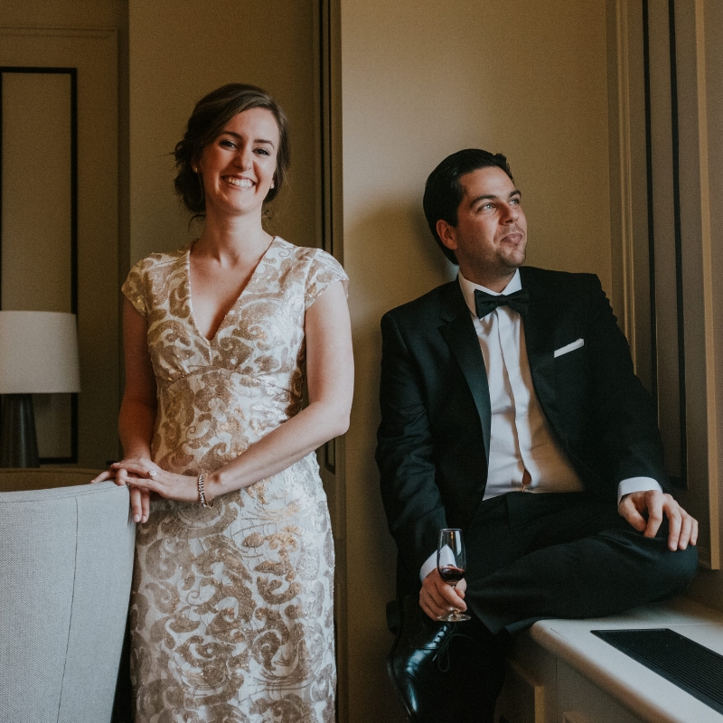 Quebec City Elopement photography, Bride and groom portrait. 