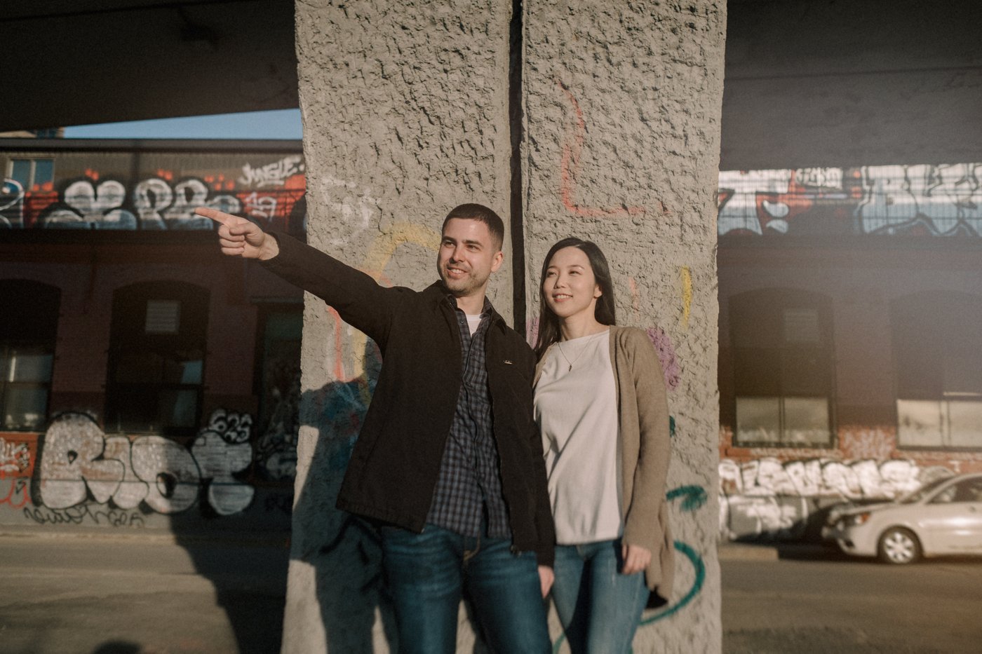 Montreal engaged couple in Mile End 