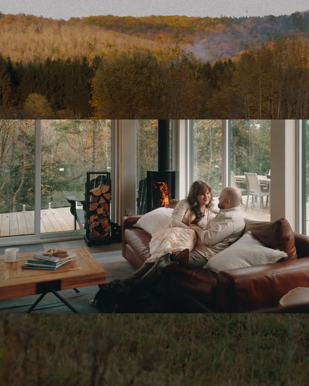 Near the end of the winter, I want to be lighting even more fires and getting cozy more than any time of the year. Sarah and Stevie rented the sweetest chalet in Mont Tremblant to elope, and they had it all figured out.  Steamy sauna, warm dinners, t