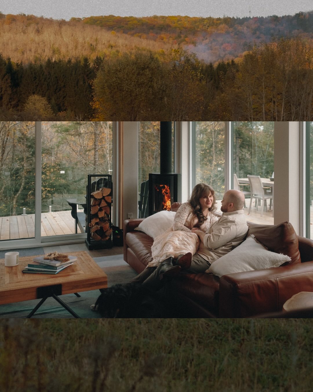 Near the end of the winter, I want to be lighting even more fires and getting cozy more than any time of the year. Sarah and Stevie rented the sweetest chalet in Mont Tremblant to elope, and they had it all figured out.  Steamy sauna, warm dinners, t