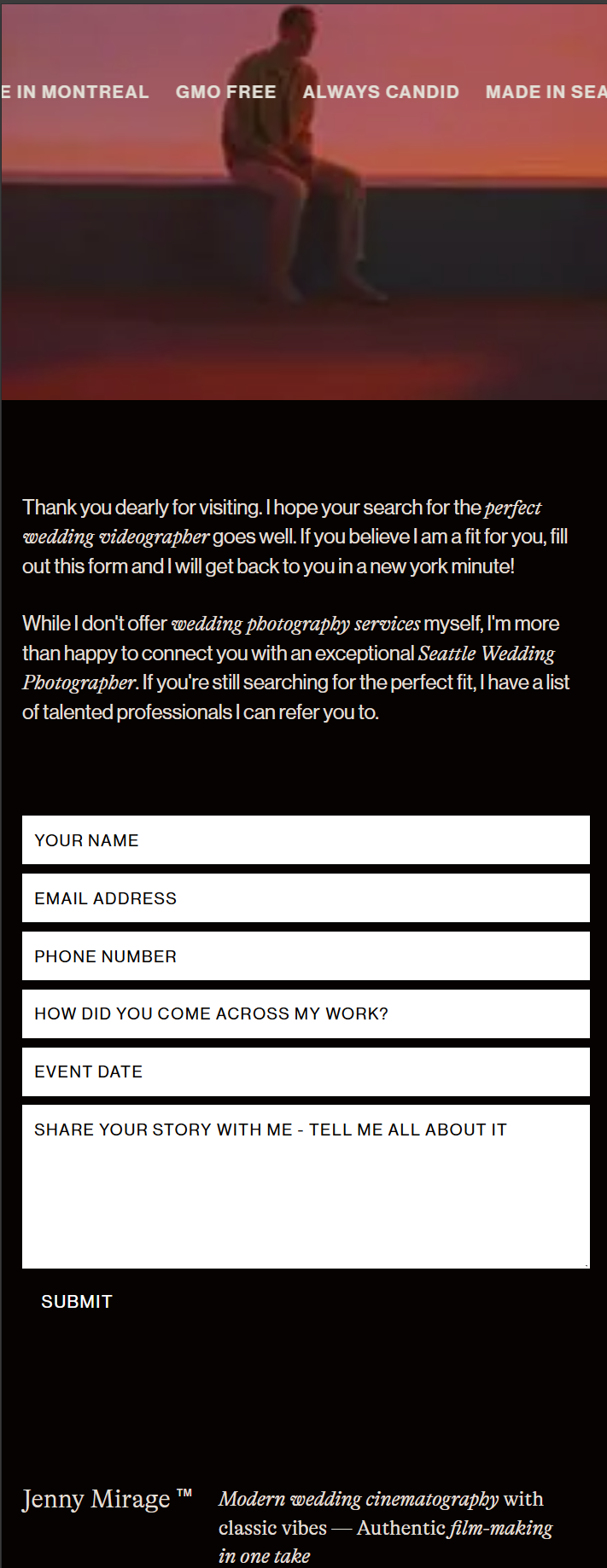 webflow template for wedding videographer and filmaker