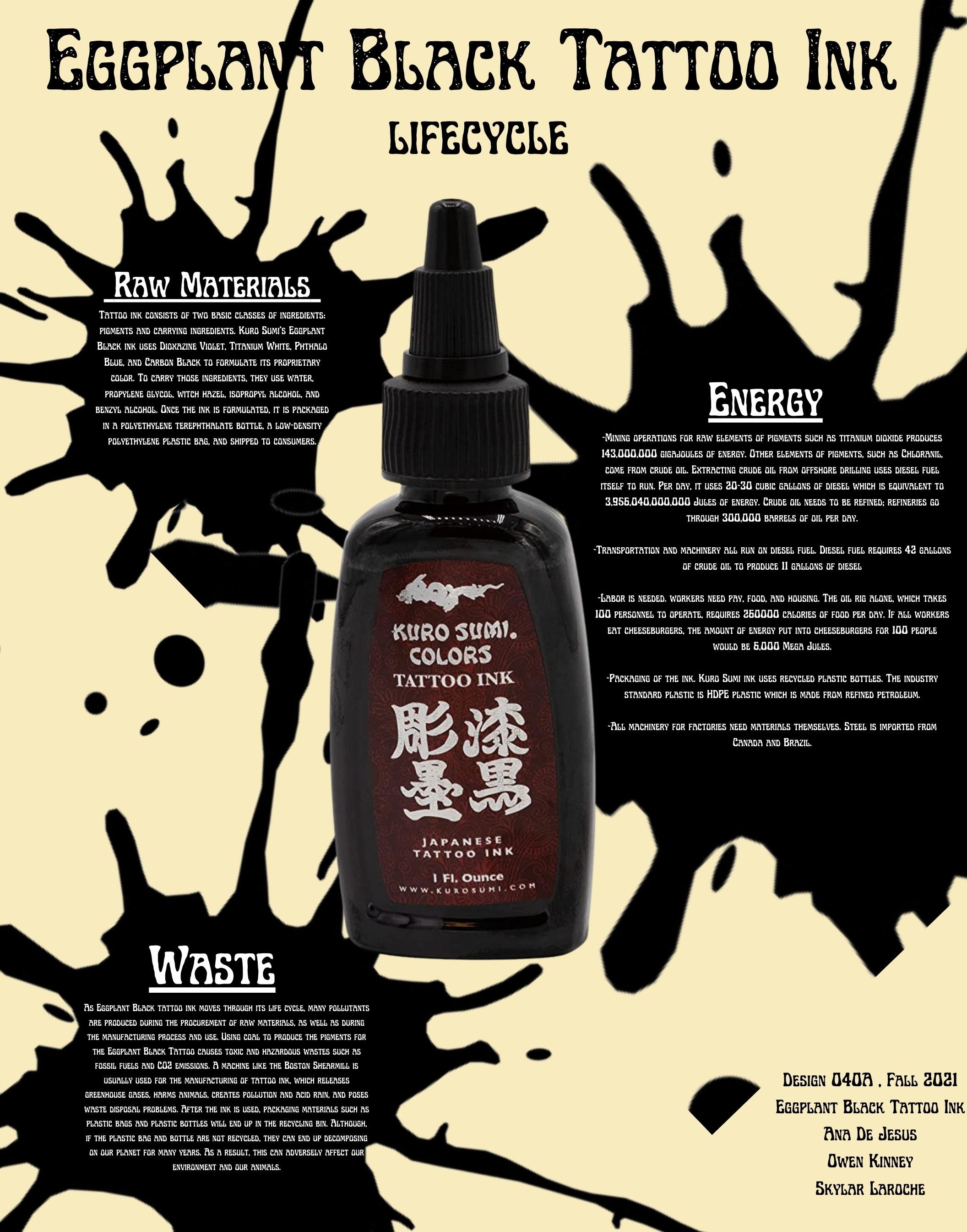 Kuro Sumi Eggplant Black Tattoo ink — Design Life-Cycle