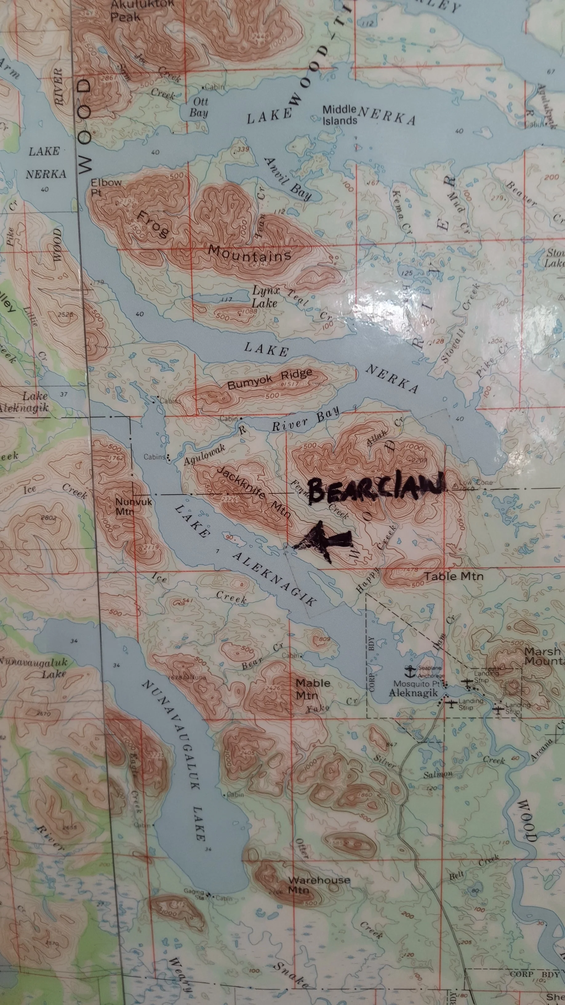59.355154 - 158.807360 are the coordinates for Bearclaw Lodge