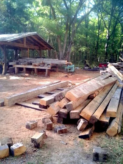 The Cypress beams at the mill in Hollywood, SC