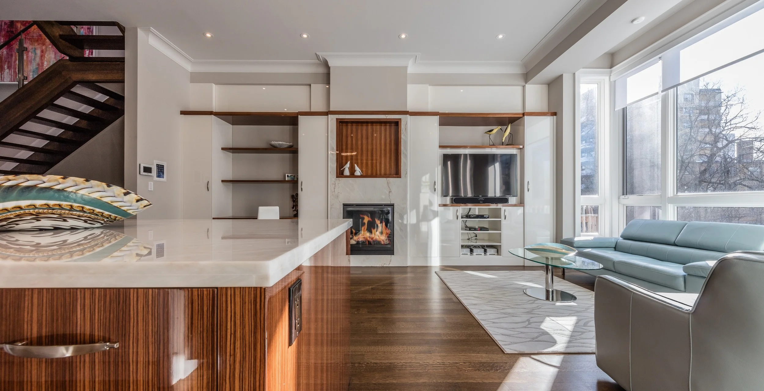 Gas Fireplace in the Family Room