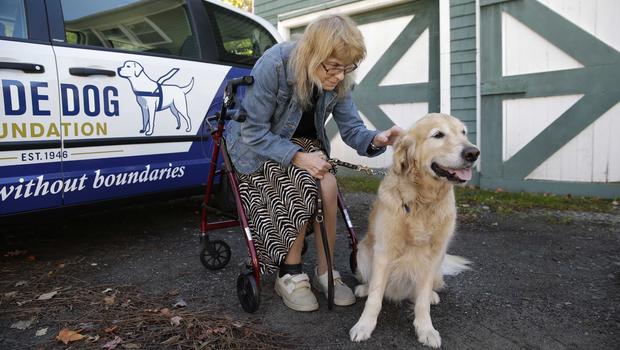 Audrey Stone and her guide dog, Figo