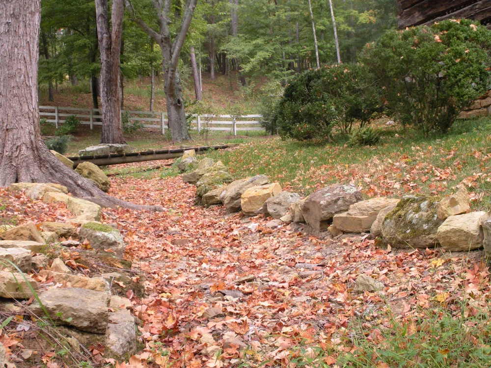 Stone lined walkway